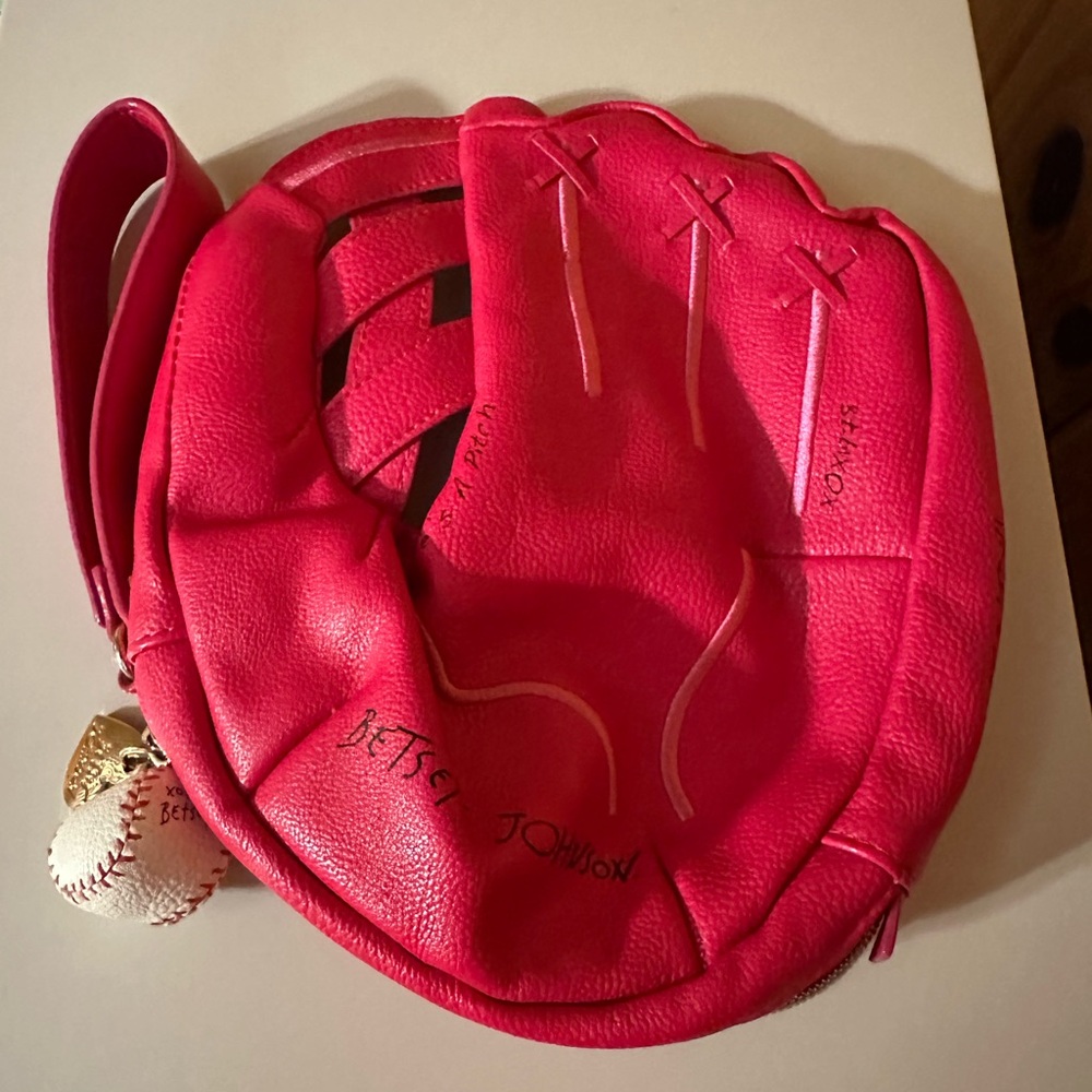 Betsey Johnson Pink Baseball Glove Clutch